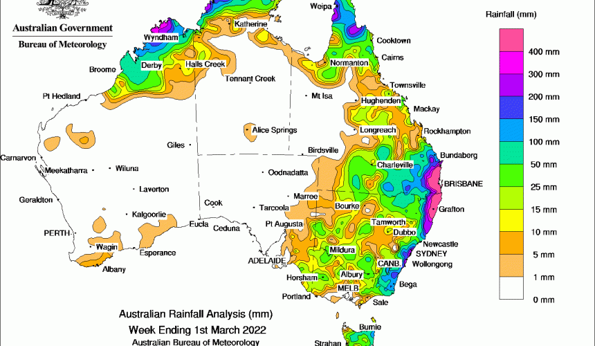 Weekly rainfall update + rain outlook 2 March 2022
