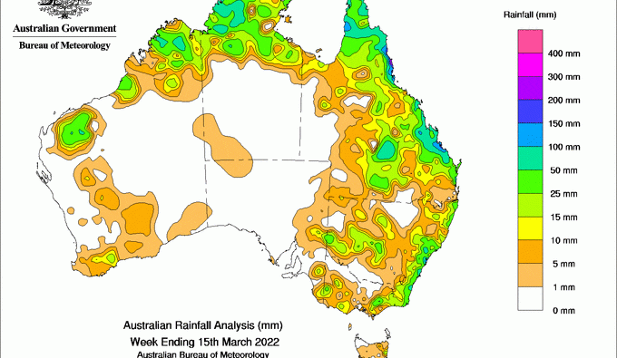 Weekly rainfall update + rain outlook 16 March 2022