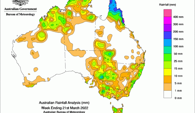 Weekly rainfall update + rain outlook 23 March 2022