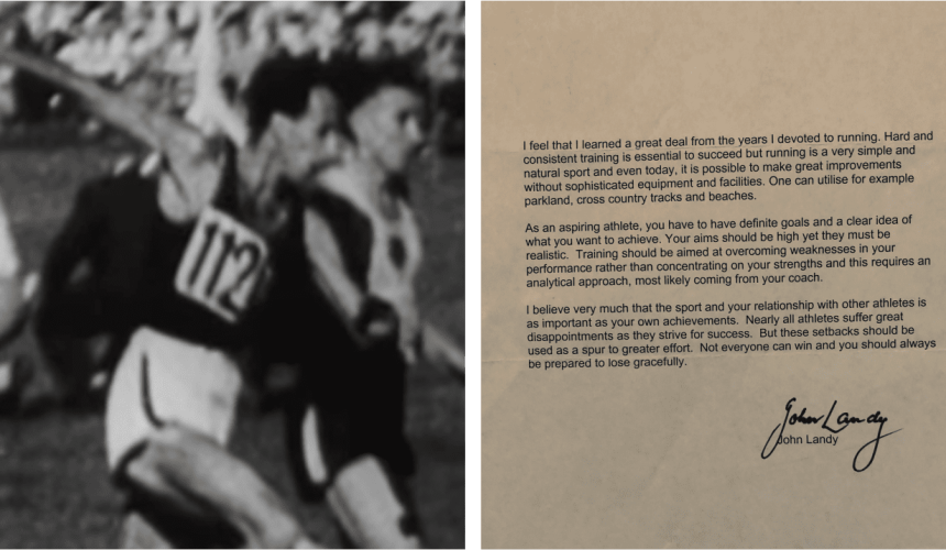The world record breaker, a letter and one foot in front of the other