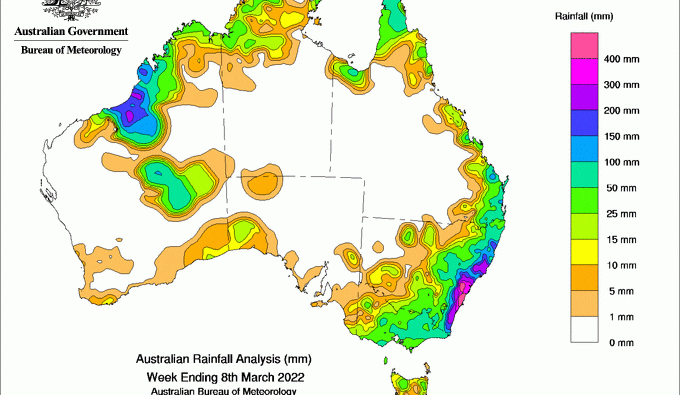 Weekly rainfall update + rain outlook 9 March 2022