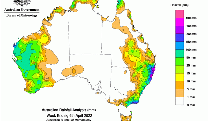 Weekly rainfall update + rain outlook 6 April 2022