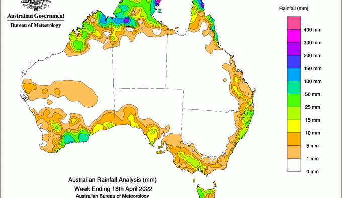 Weekly rainfall update + rain outlook 20 April 2022