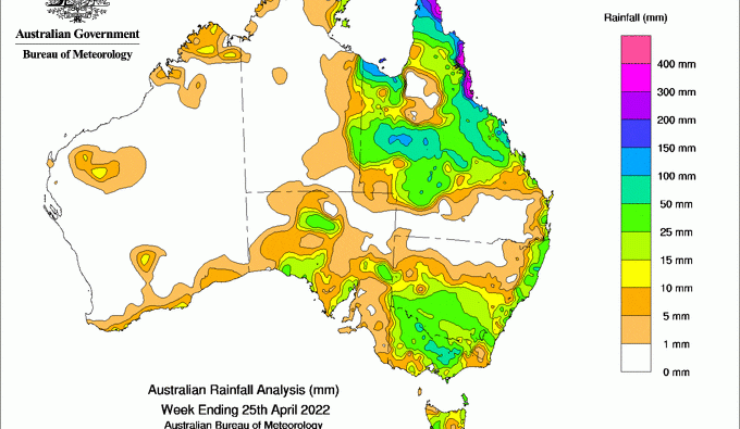 Weekly rainfall update + rain outlook 27 April 2022