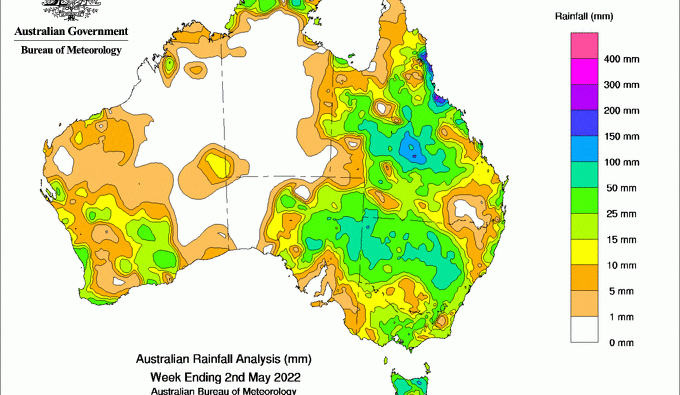 Weekly rainfall update + rain outlook 4 May 2022