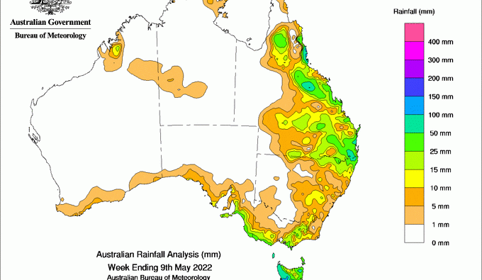 Weekly rainfall update + rain outlook 11 May 2022