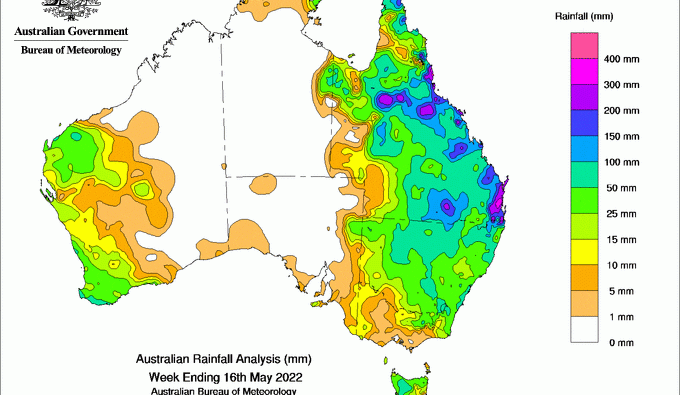 Weekly rainfall update + rain outlook 18 May 2022