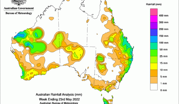 Weekly rainfall update + rain outlook 25 May 2022