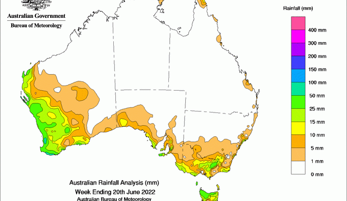 Weekly rainfall update + rain outlook 22 June 2022