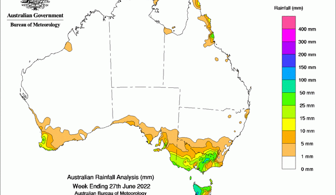 Weekly rainfall update + rain outlook 29 June 2022