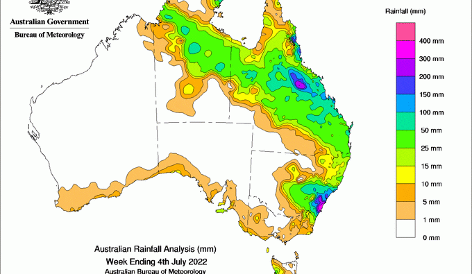 Weekly rainfall update + rain outlook 6 July 2022