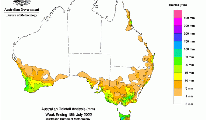 Weekly rainfall update + rain outlook 20 July 2022