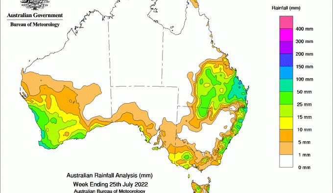 Weekly rainfall update + rain outlook 27 July 2022