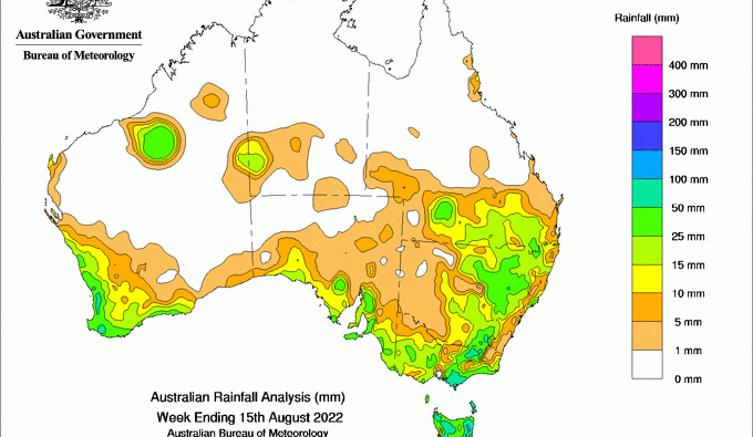 Weekly rainfall update + rain outlook 17 August 2022