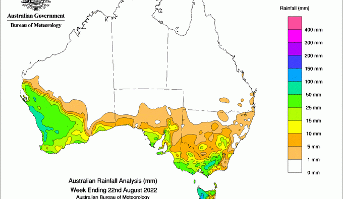Weekly rainfall update + rain outlook 24 August 2022