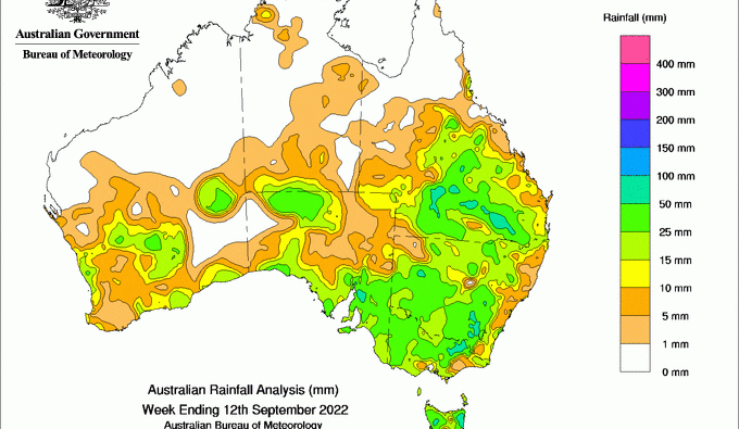 Weekly rainfall update + rain outlook 14 September 2022