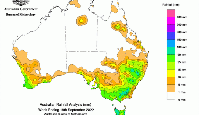 Weekly rainfall update + rain outlook 21 September 2022