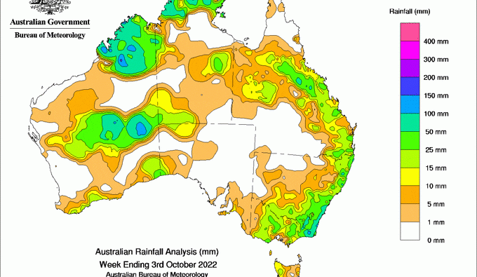 Weekly rainfall update + rain outlook 5 October 2022