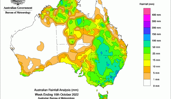 Weekly rainfall update + rain outlook 12 October 2022