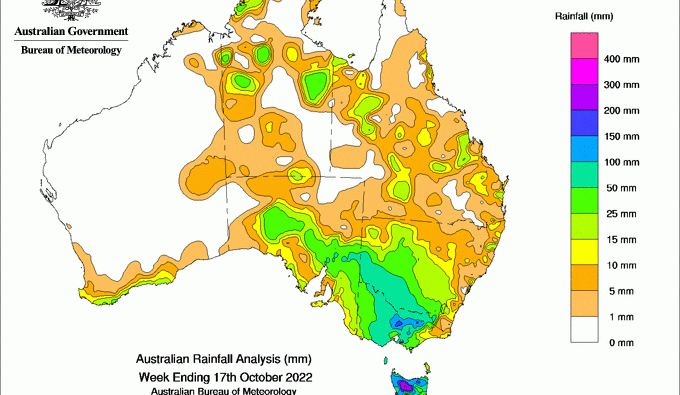 Weekly rainfall update + rain outlook 19 October 2022