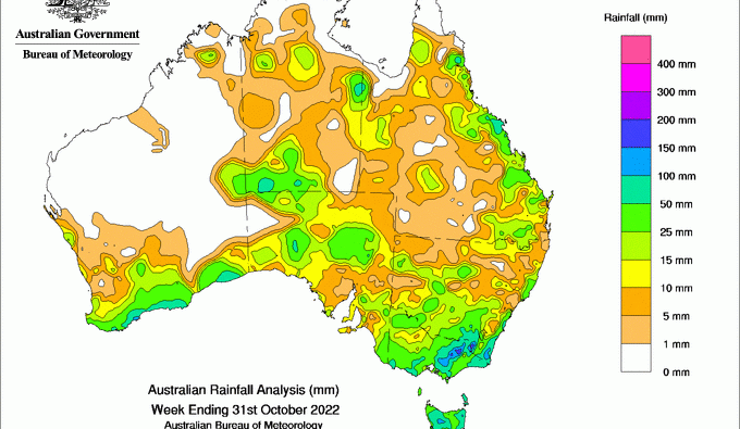 Weekly rainfall update + rainfall outlook 2 November 2022