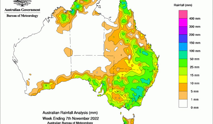 Weekly rainfall update + rainfall outlook 9 November 2022