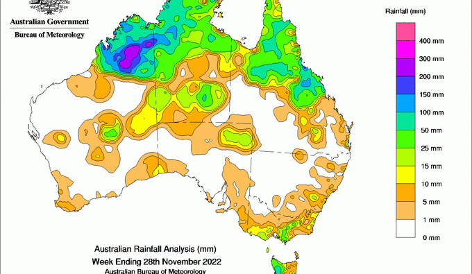 Weekly rainfall update + rainfall outlook 30 Nov 2022