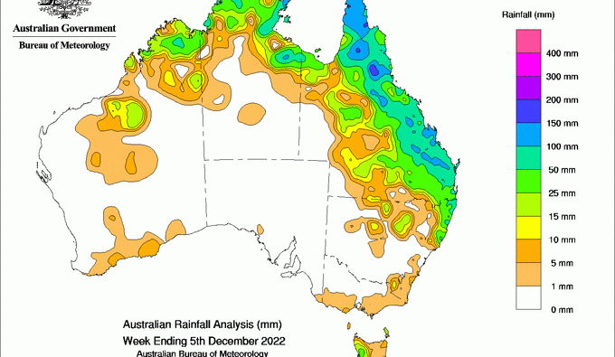 Weekly rainfall update + rainfall outlook 7 Dec 2022