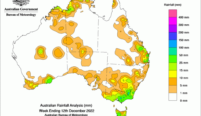 Weekly rainfall update + rainfall outlook 14 Dec 2022