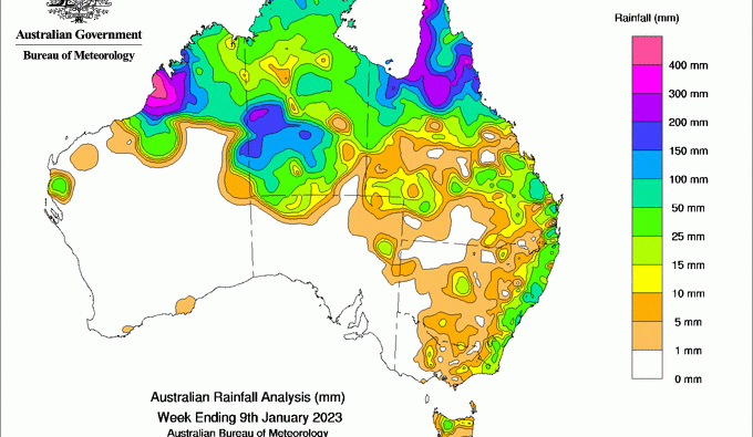 Weekly rainfall update + rainfall outlook 11 Jan 2023