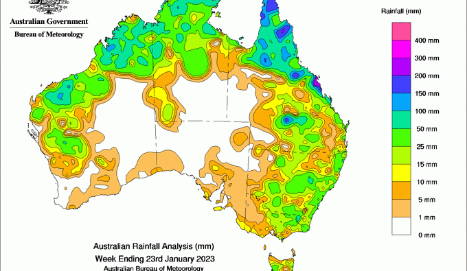 Weekly rainfall update + rainfall outlook 25 Jan 2023