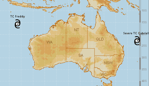 Bureau monitors tropical cyclones north of Australia