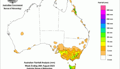 Weekly rainfall update + rainfall outlook 30 August 2023