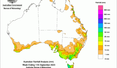Weekly rainfall update + rainfall outlook 13 September 2023