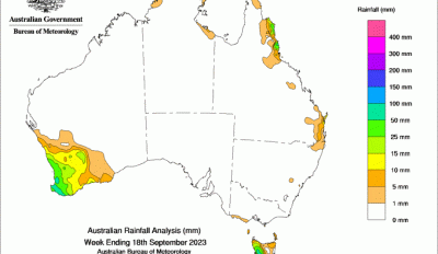 Weekly rainfall update + rainfall outlook 20 September 2023
