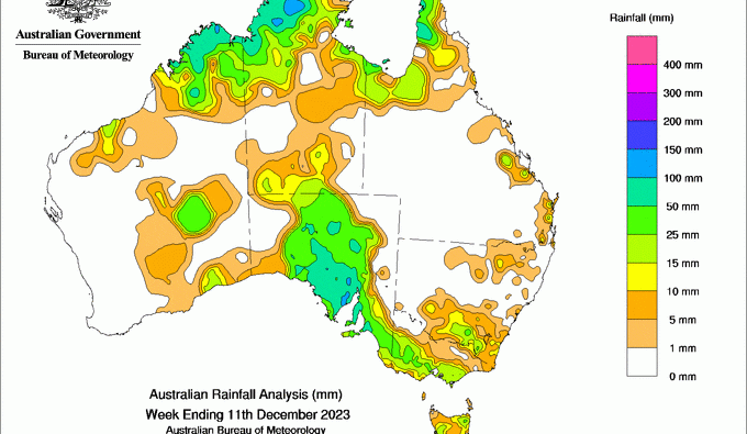 Weekly rainfall update + rainfall outlook 12 December 2023