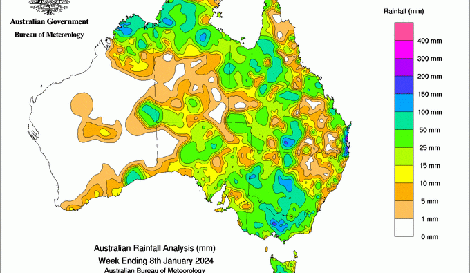 Weekly rainfall update + rainfall outlook 9 January 2024