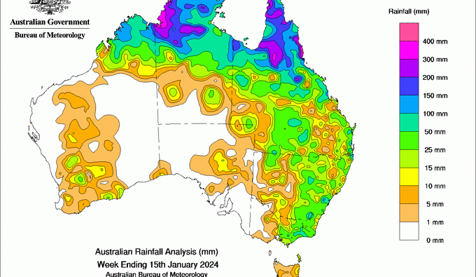 Weekly rainfall update + rainfall outlook 16 Jan 2024