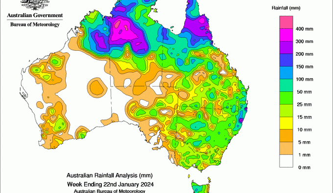 Weekly rainfall update + rainfall outlook 23 Jan 2024