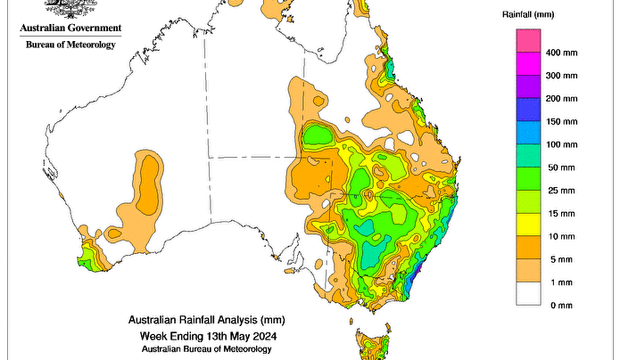 Weekly rainfall update + rainfall outlook 14 May 2024