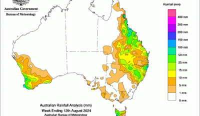 Weekly rainfall update + rainfall outlook 13 August 2024