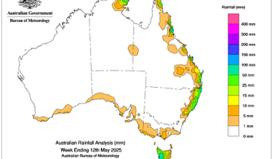 Weekly rainfall update + rainfall outlook 12 May 2025