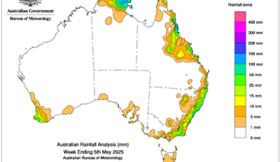 Weekly rainfall update + rainfall outlook 5 May 2025