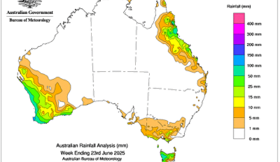 Weekly rainfall update + rainfall outlook 23 June 2025