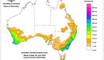 Weekly rainfall update + rainfall outlook 7 July 2025