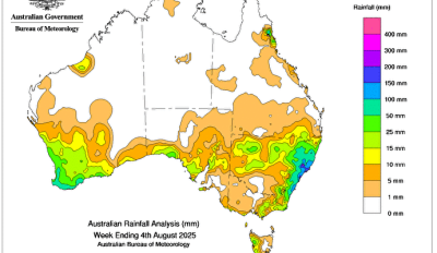 Weekly rainfall update + rainfall outlook 4 August 2025