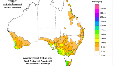 Weekly rainfall update + rainfall outlook 18 August 2025