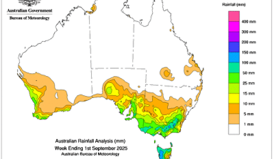 Weekly rainfall update + rainfall outlook 1 September 2025