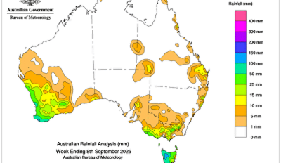 Weekly rainfall update + rainfall outlook 8 September 2025