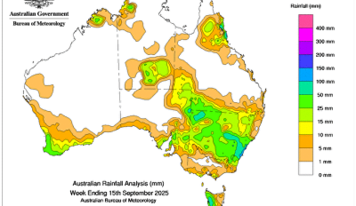 Weekly rainfall update + rainfall outlook 15 September 2025